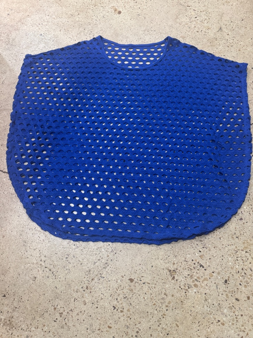 Y2K Mesh Vacation Blue Open-Knit Tank Top women's size 6-8
